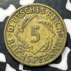 1924-J Germany 5 Reichspfennig (9 Available) (1 Coin Only) KM#39