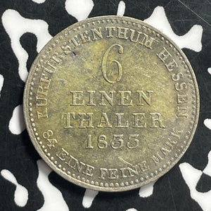 1833 Germany Hesse-Cassel 1/6 Thaler Lot#JM9599 Silver! High Grade! Beautiful!