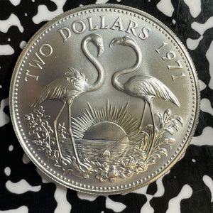 1971 Bahamas $2 Dollars Lot#E2681 Large Silver Coin! High Grade! Beautiful!