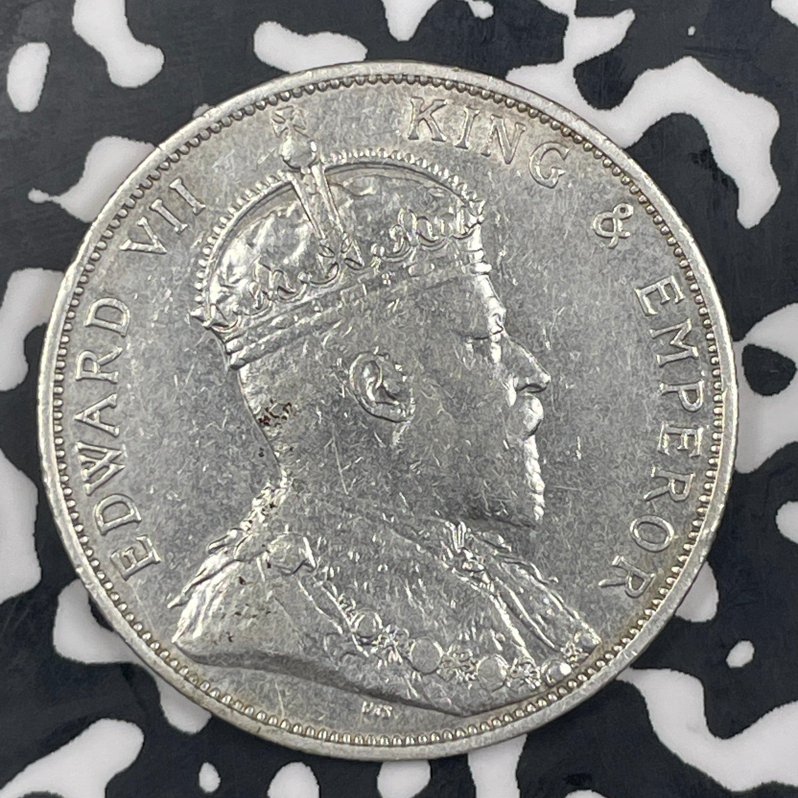 1905 Hong Kong 50 Cents Lot#JM0868 Silver! Nice Details, Old Cleaning