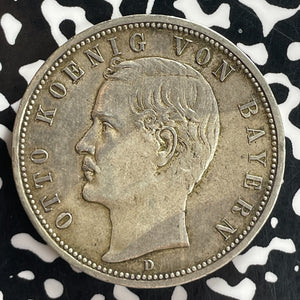 1913-D Germany Bavaria 5 Mark Lot#T7742 Large Silver! Nice!