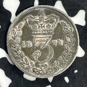 1871 Great Britain 3 Pence Threepence Lot#C1634 Silver!