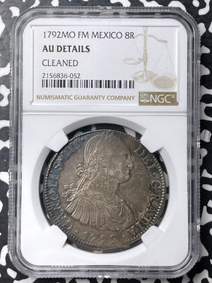 1792-Mo FM Mexico 8 Reales NGC Cleaned-AU Details Lot#G8547 Large Silver!