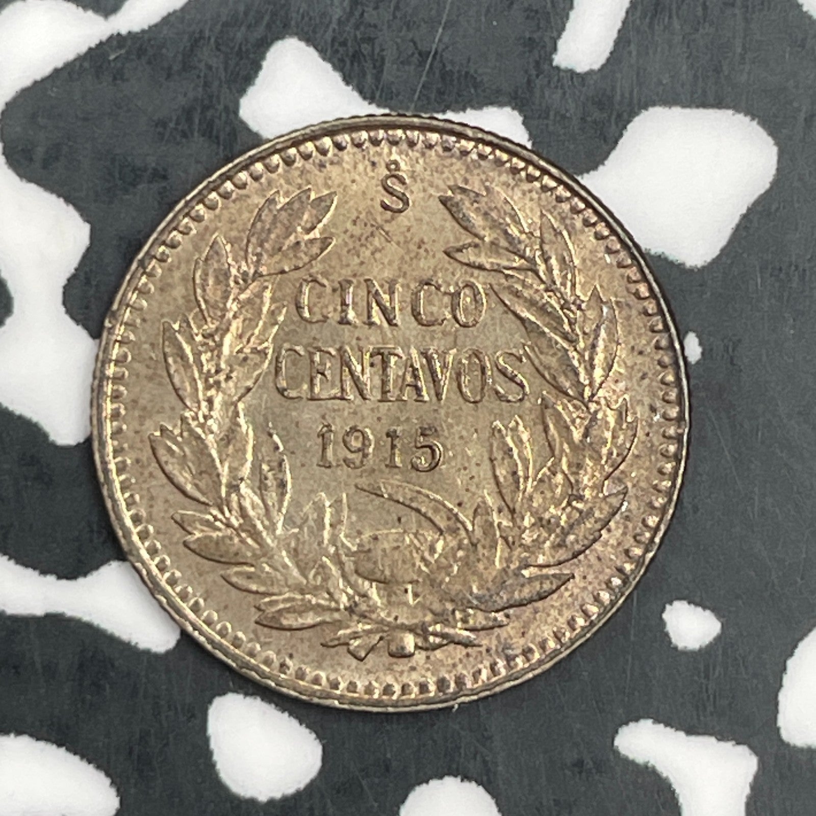 1915 Chile 5 Centavos Lot#F6857 Silver! High Grade! Beautiful!
