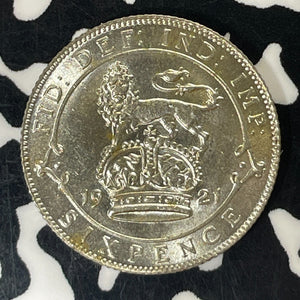 1921 Great Britain 6 Pence Sixpence Lot#T5796 Silver! High Grade! Beautiful!