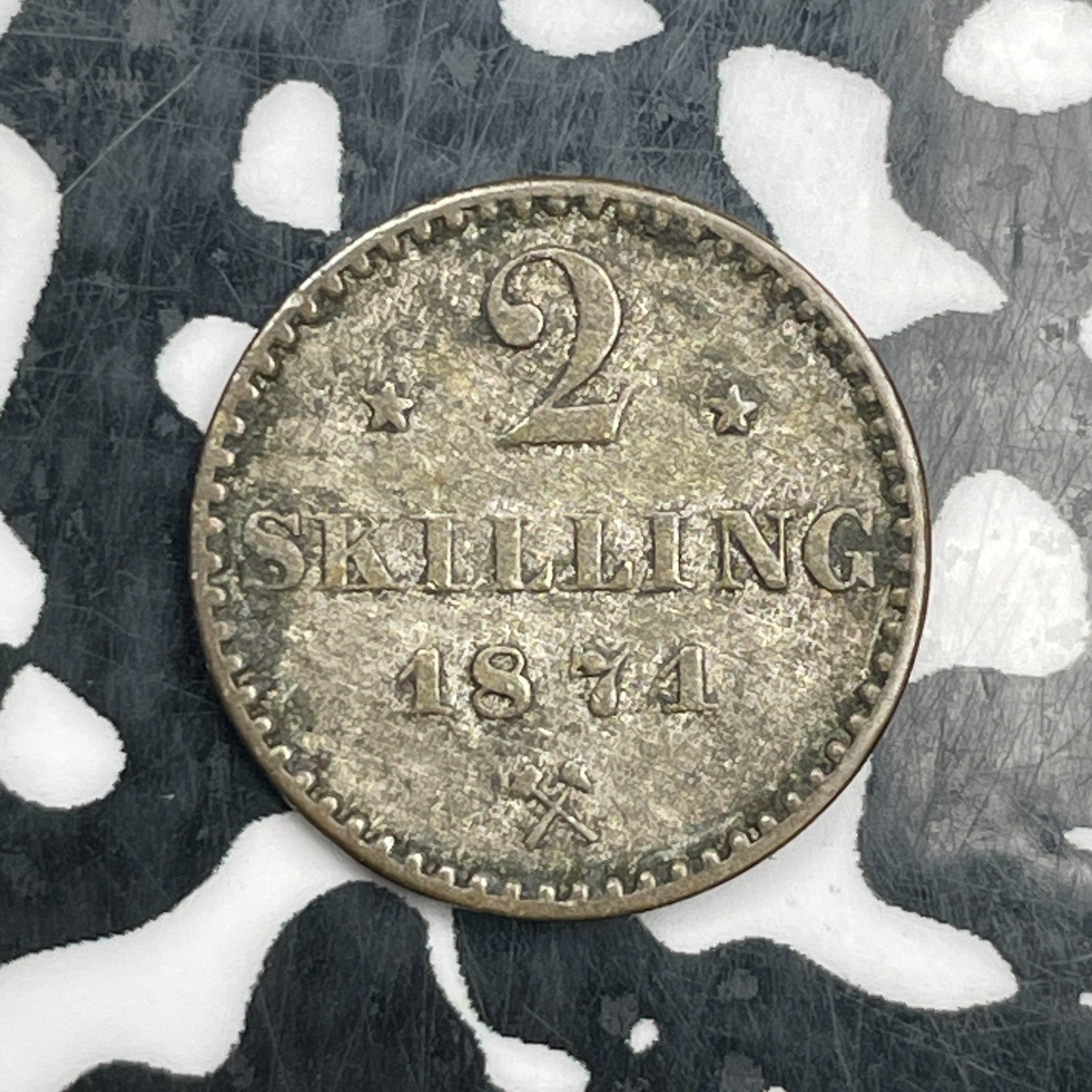 1871 Norway 2 Skilling Lot#N2549 Silver!