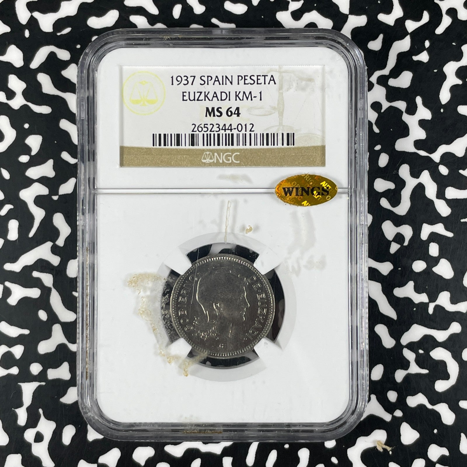 1937 Spain Euzkadi Civil War 1 Peseta NGC MS64 Lot#G2056 Choice UNC! KM#1