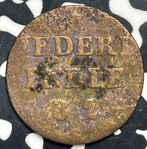 1827 Netherlands East Indies 1/4 Cent Lot#T9968 Corrosion
