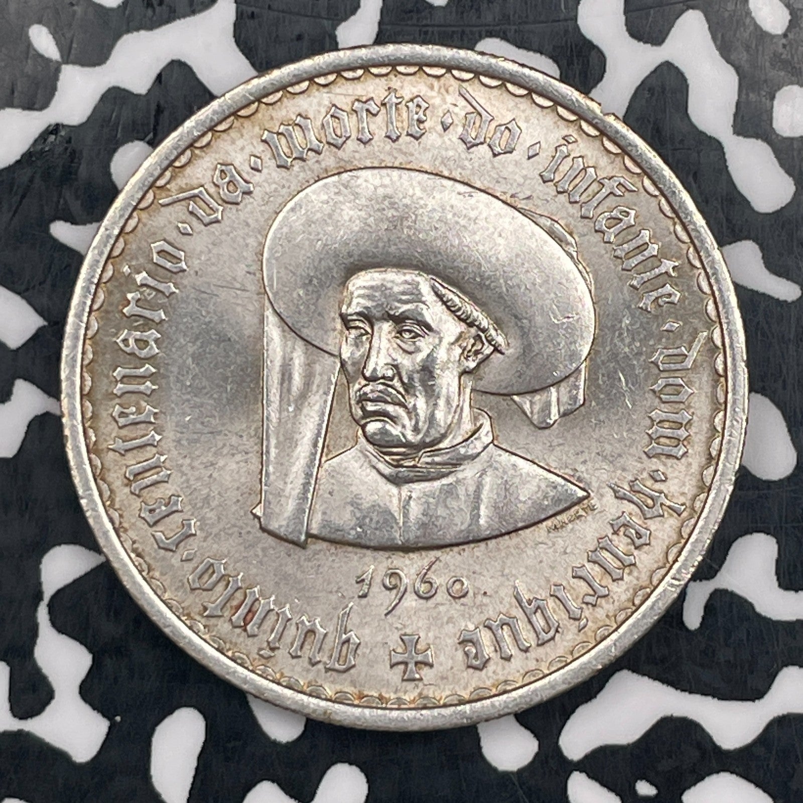 1960 Portugal 20 Escudos Lot#N3288 Silver! High Grade! Beautiful!