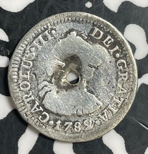 1782-Mo Mexico 1/2 Real Half Real Lot#T3183 Silver! Holed