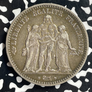 1849-BB France 5 Francs Lot#T7082 Large Silver Coin!