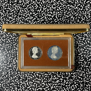1973 Cook Islands 2x Coin Proof Set Lot#B2816 Silver! With Original Case