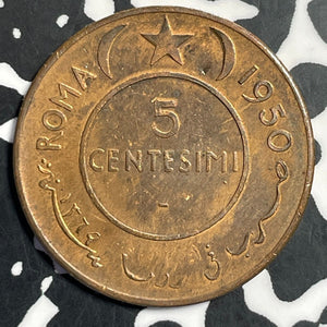 1950 Somalia 5 Centesimi Lot#E8437 High Grade! Beautiful!