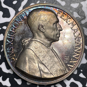 1953 Vatican City Pope Pius XII Consistory Of 1953 Medal Lot#JM8617 Silver! 44mm