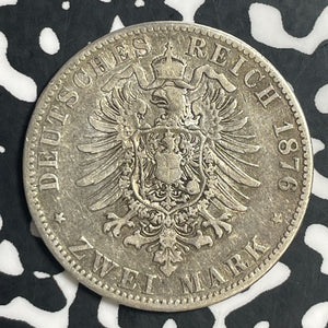 1876-D Germany Bavaria 2 Mark Lot#T3778 Silver!