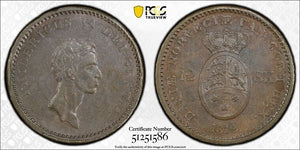 1812-IC Denmark 12 Skilling Overstruck On 1 Skilling PCGS MS61BN Lot#G9175