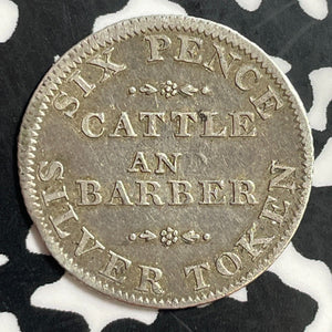 1811 Great Britain York Cattle & Barber 6 Pence Token Lot#T1315 Silver!