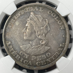 1892-CAM El Salvador Columbus 1 Peso NGC XF45 Lot#G8881 Large Silver!