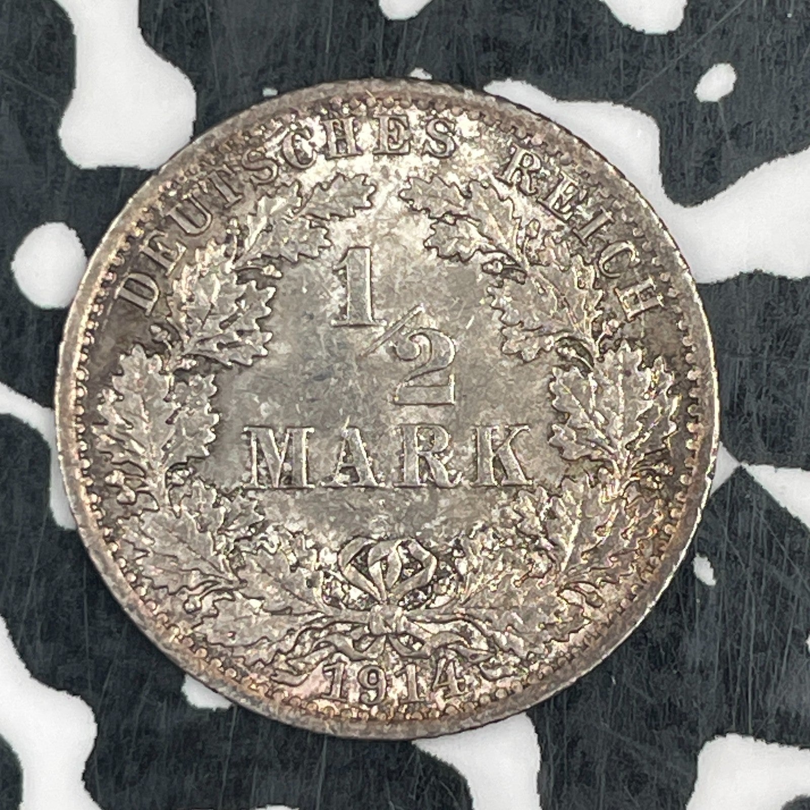 1914-A Germany 1/2 Mark Half Mark Lot#F7525 Silver! High Grade! Beautiful!