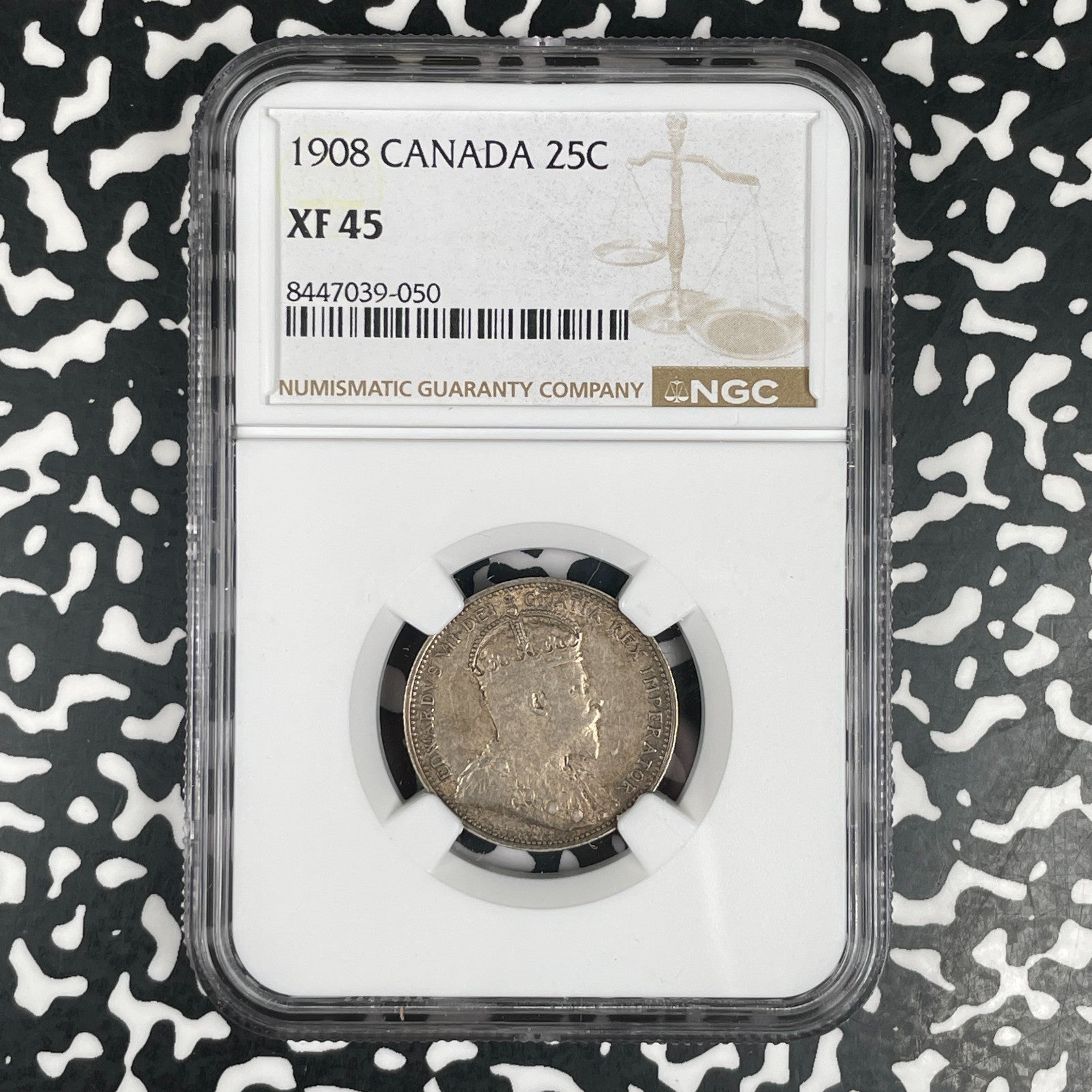 1908 Canada 25 Cents NGC XF45 Lot#G3554 Silver!