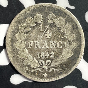 1842-* France 1/4 Franc Lot#E8054 Silver!