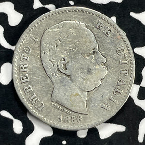 1886-R Italy 1 Lira Lot#C1615 Silver!