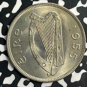 1955 Ireland 1/2 Crown Half Crown Lot#T0708 High Grade! Beautiful!