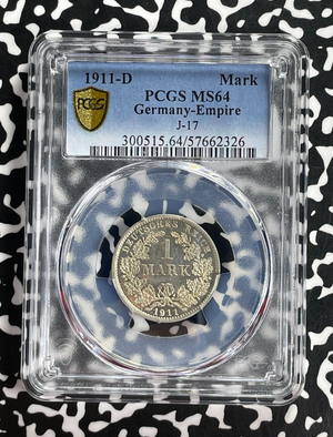 1911-D Germany 1 Mark PCGS MS64 Lot#G782 Silver! Key Date! Choice UNC! J-17