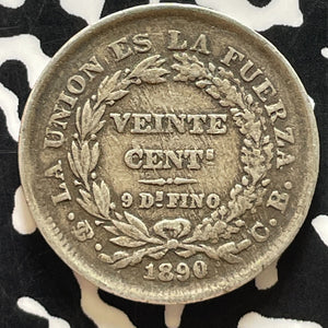 1890 Bolivia 20 Centavos Lot#T5107 Silver!
