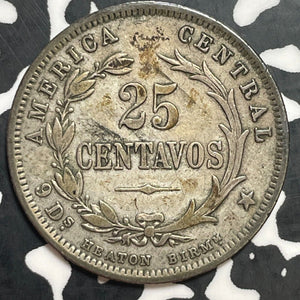 1889 Costa Rica 25 Centavos Lot#T1268 Silver!