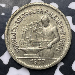 1937 Spain Civil War Santander Palencia & Burgos 50 Centimos Lot#MK326