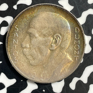 1938 Brazil 5000 Reis Lot#T1026 Silver! High Grade! Beautiful Toning!