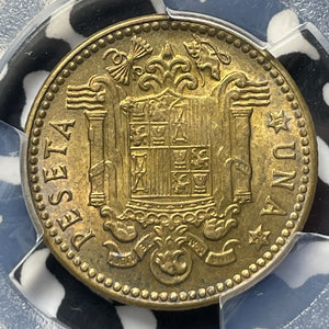 1947 (1954) Spain 1 Peseta PCGS MS64 Lot#G8664 Choice UNC!