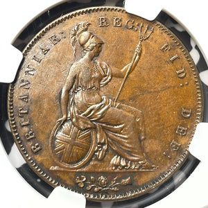 1860/59 G.B. 1 Penny NGC Environmental Damage-UNC Detail Lot#G7243 Key Date!