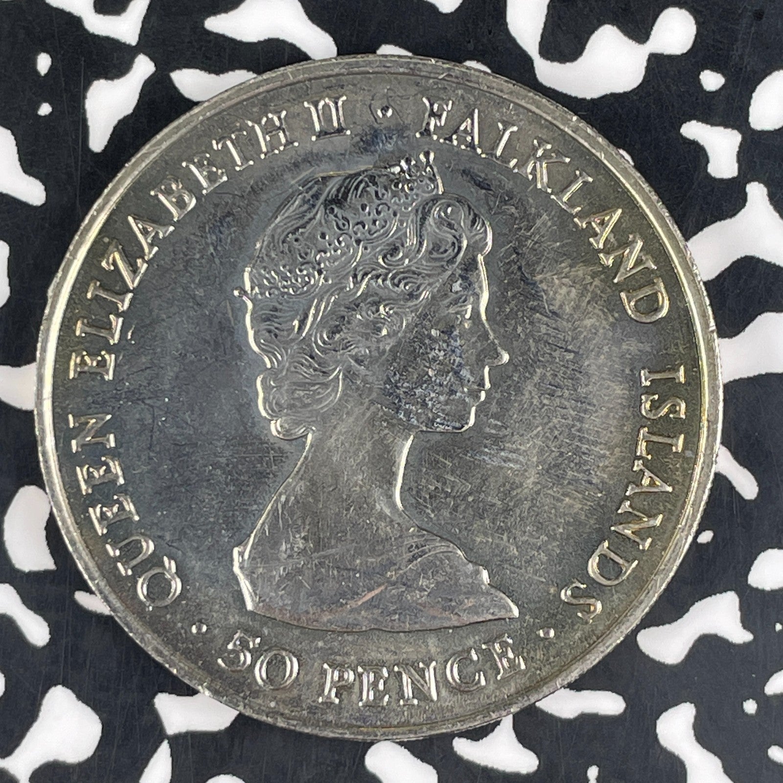 1980 Falkland Islands 50 Pence Lot#F1635 High Grade! Beautiful!