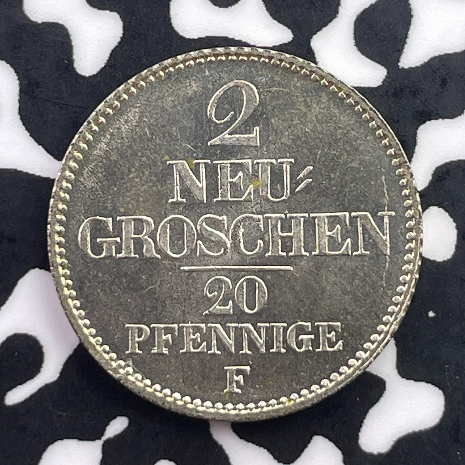 1855-F Germany Saxony 2 Neu. Groschen 20 Pfennig Lot#C5581 Silver!