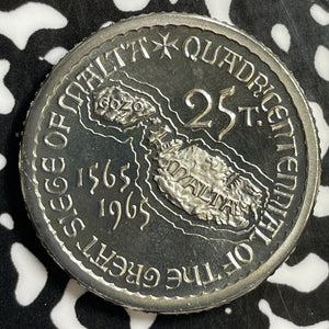 1965 Malta 25 Tari Lot#E2764 Proof! KM#x402