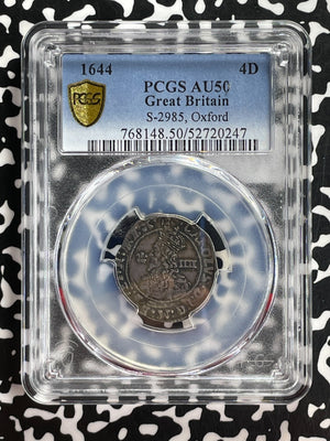 1644 G.B. Charles I 4 Pence Groat PCGS AU50 Lot#G944 Silver! S-2985 Oxford