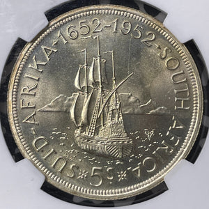 1952 South Africa Capetown Founding 5 Shillings NGC PL65 Lot#MK122 Silver!