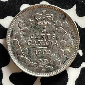 1902-H Canada 5 Cents Lot#T4809 Silver! Nice! Small 'H'