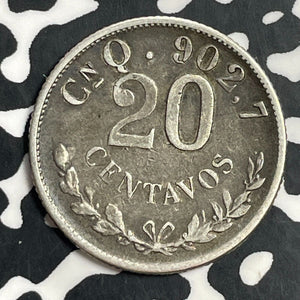 1903-Cn Q Mexico 20 Centavos Lot#T0254 Silver!