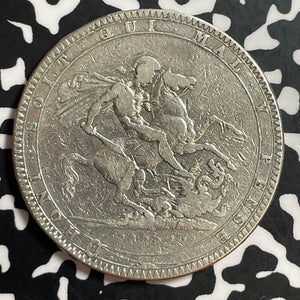 1819 Great Britain 1 Crown Lot#T1340 Large Silver Coin! Old Cleaning