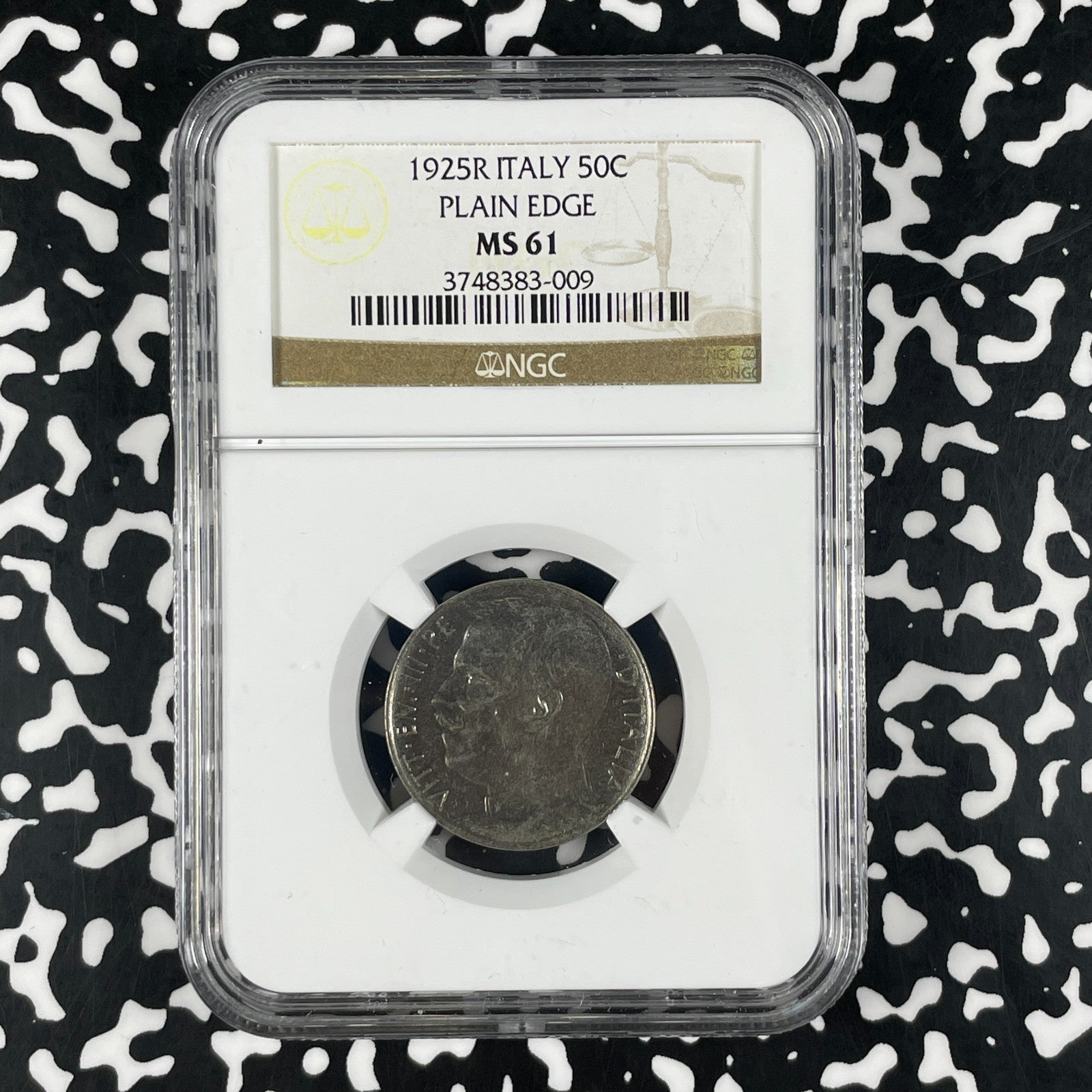 1925-R Italy 50 Centesimi NGC MS61 Lot#G2167 Nice UNC! KM#61.1 Plain Edge