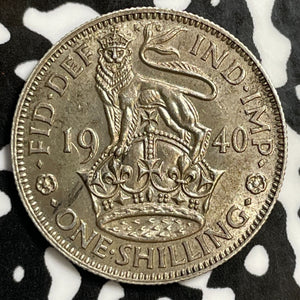 1940 Great Britain 1 Shilling Lot#E6031 Silver! High Grade! Beautiful!