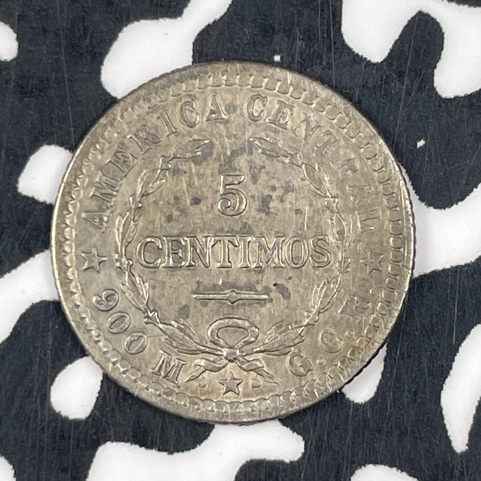 1905 Costa Rica 5 Centimos Lot#F4794 Silver!