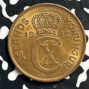 1942 Iceland 5 Aurar Lot#C0446 High Grade! Beautiful!