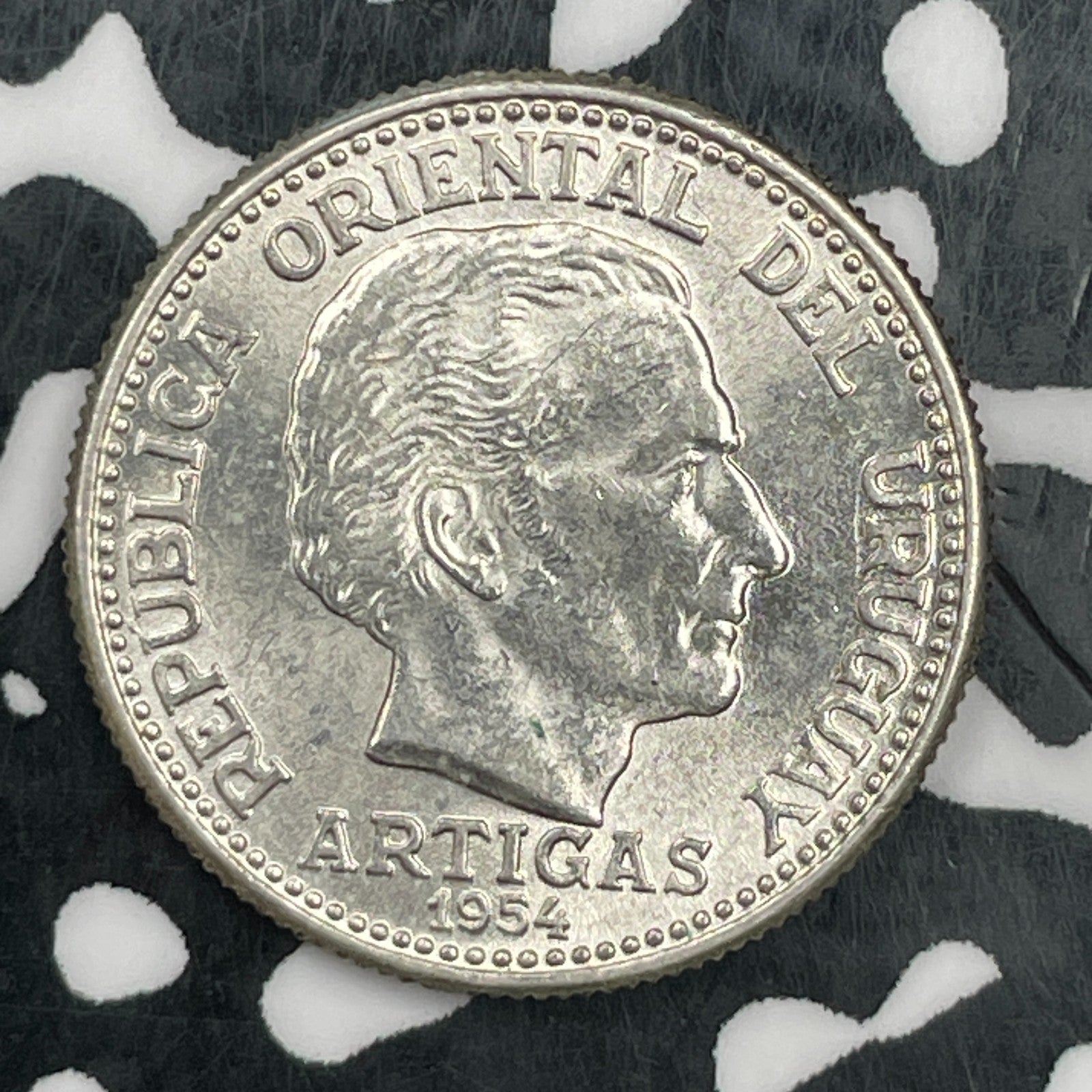 1954 Uruguay 20 Centesimos Lot#F9467 Silver! High Grade! Beautiful!
