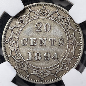 1894 Newfoundland 20 Cents NGC XF40 Lot#G7055 Silver!
