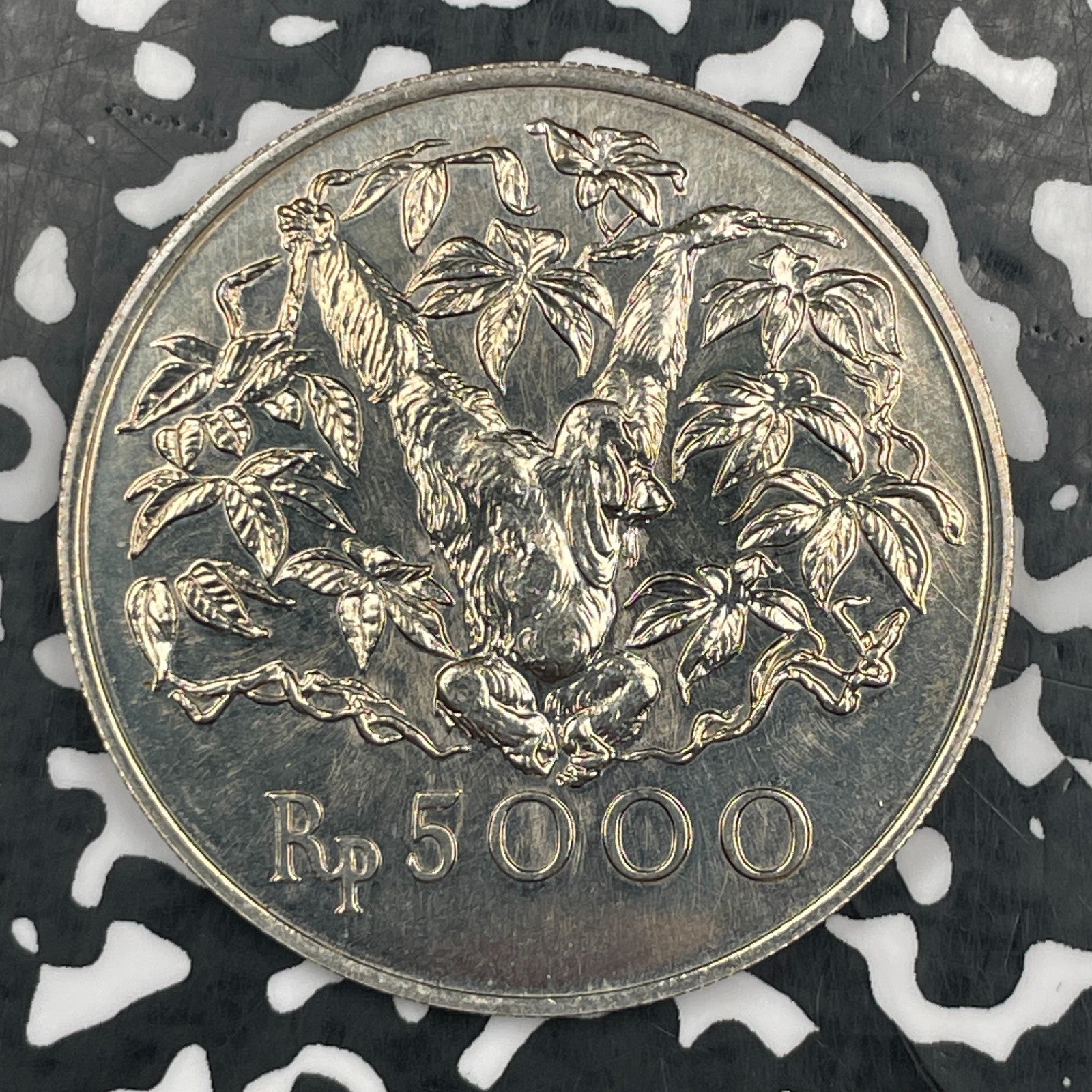 1974 Indonesia 5000 Rupiah Lot#JM2117 Large Silver! High Grade! Orangutang