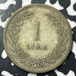 1947 Turkey 1 Lira Lot#E8142 Silver!